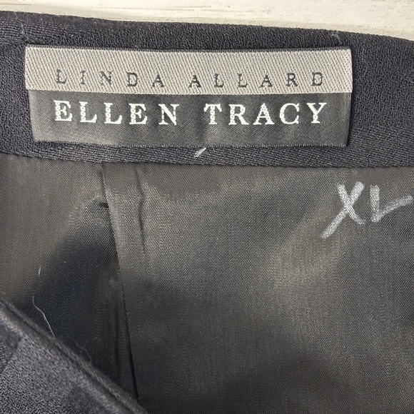 VTG Linda Allard Ellen Tracy Pencil MIDI Skirt Black 100% Wool 8 - Picture 3 of 8